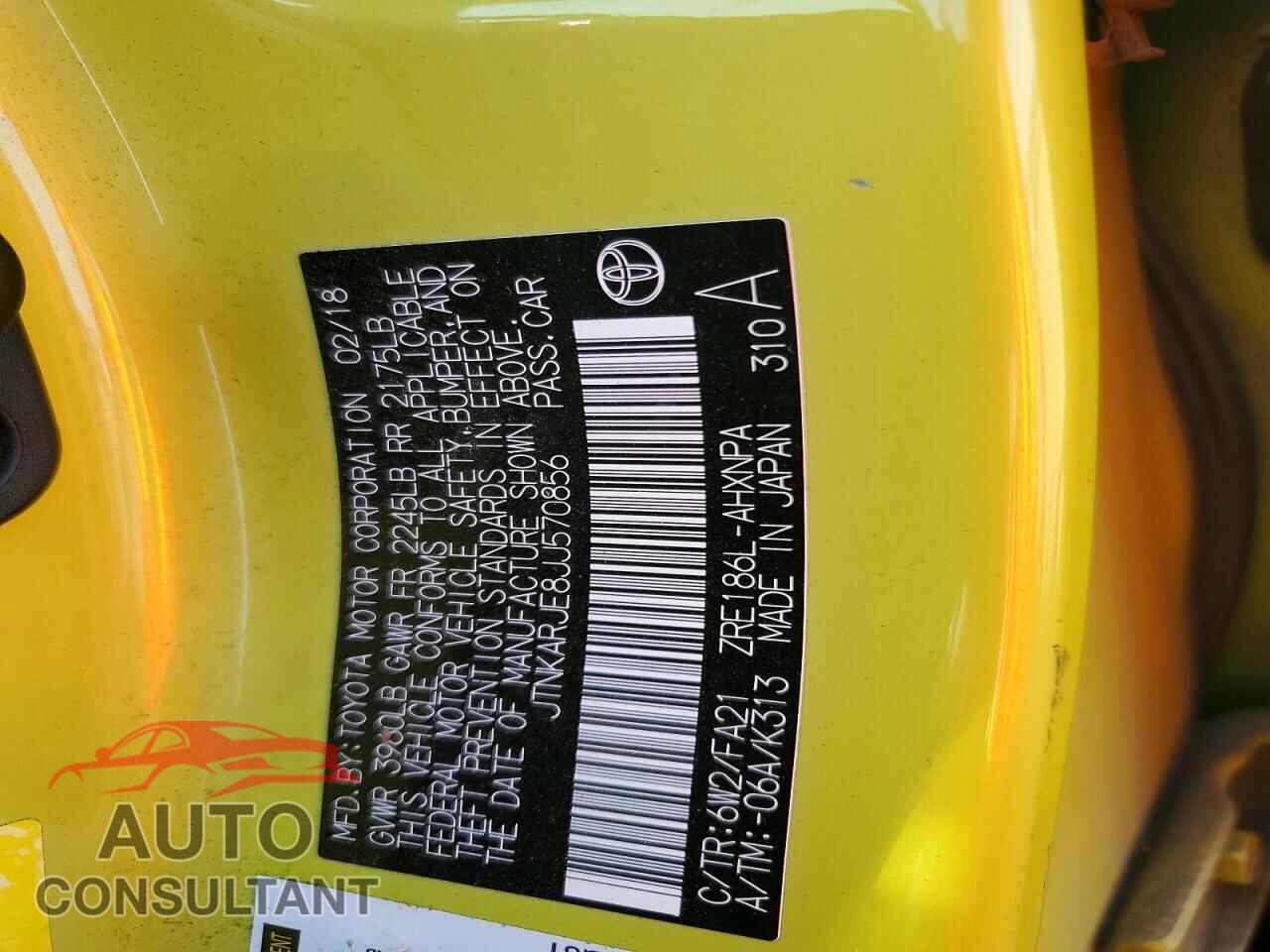 TOYOTA COROLLA 2018 - JTNKARJE8JJ570856