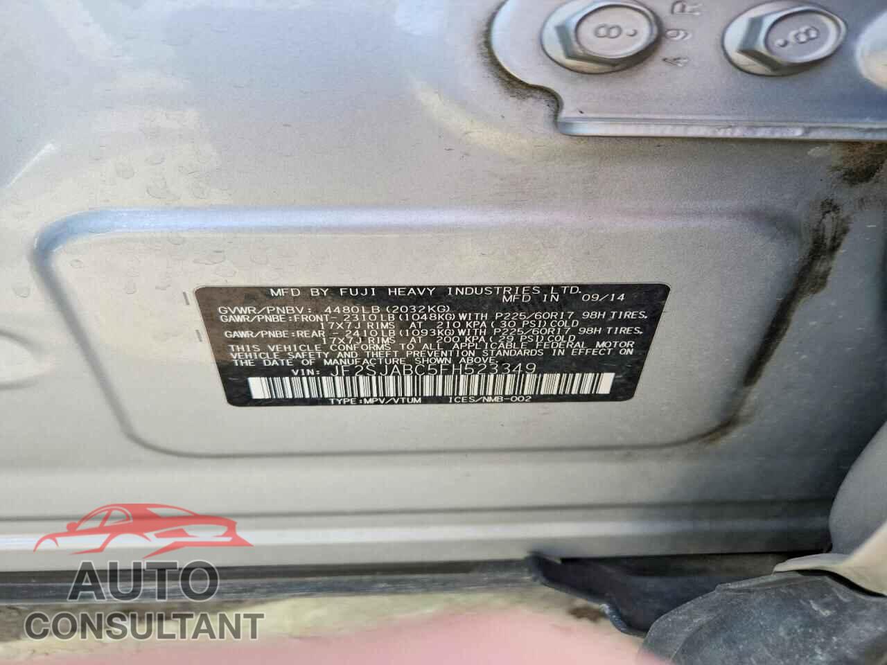 SUBARU FORESTER 2015 - JF2SJABC5FH523349