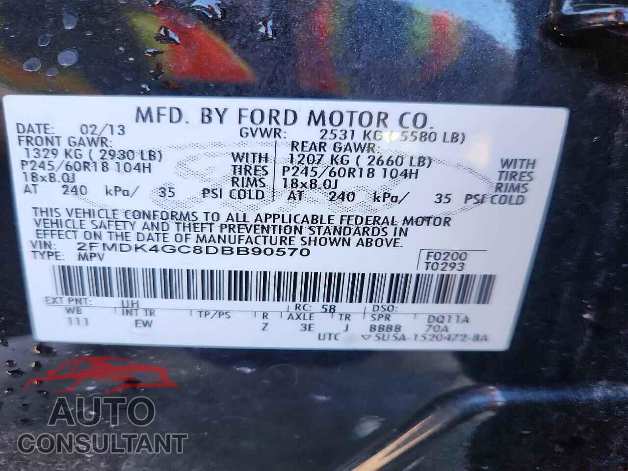 FORD EDGE 2013 - 2FMDK4GC8DBB90570
