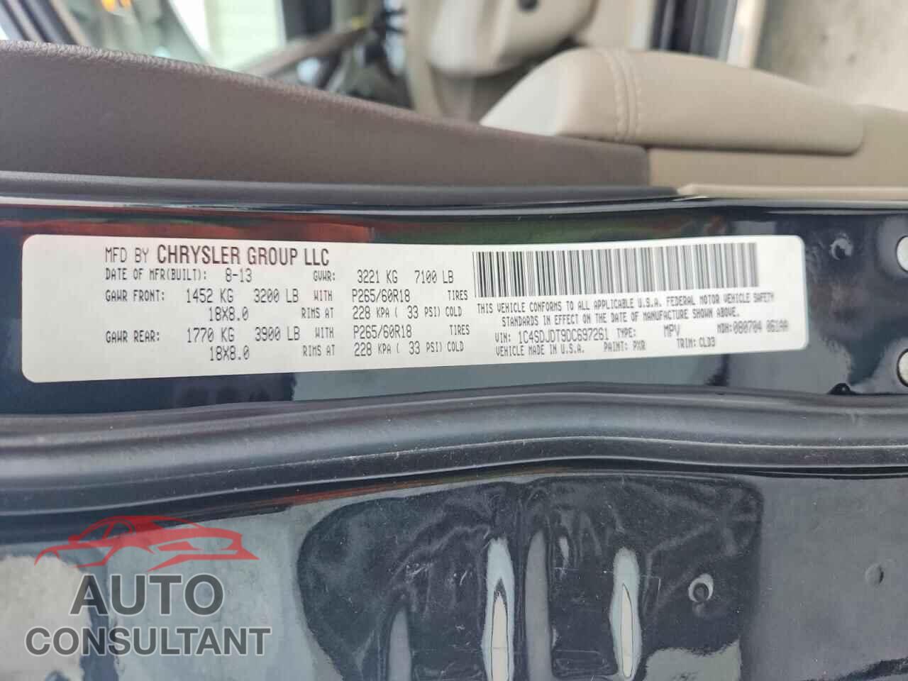 DODGE DURANGO 2013 - 1C4SDJDT9DC697261
