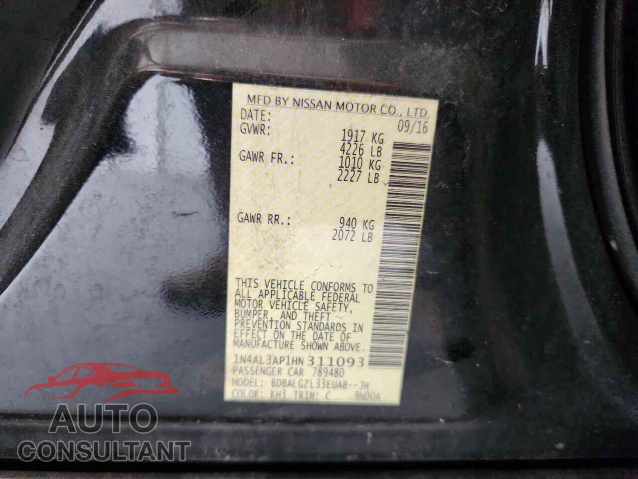 NISSAN ALTIMA 2017 - 1N4AL3AP1HN311093