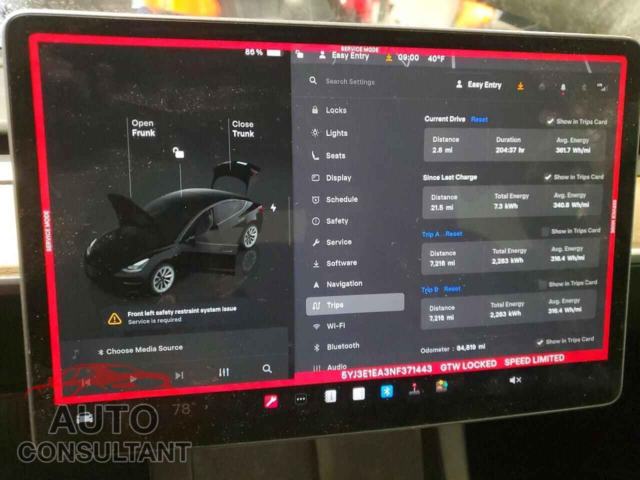 TESLA MODEL 3 2022 - 5YJ3E1EA3NF371443