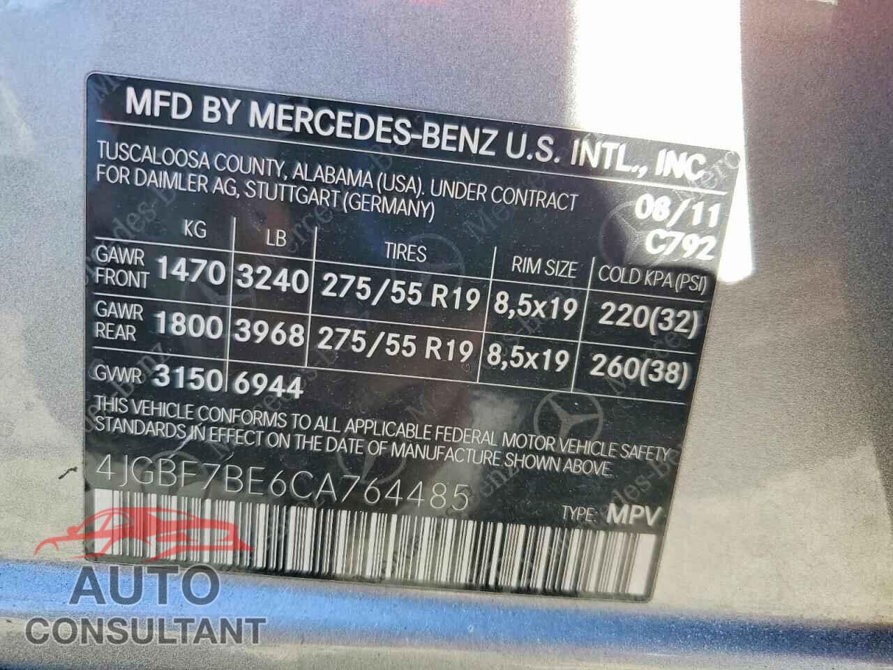 MERCEDES-BENZ GL-CLASS 2012 - 4JGBF7BE6CA764485