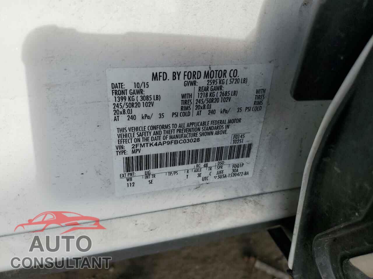 FORD EDGE 2015 - 2FMTK4AP9FBC03028