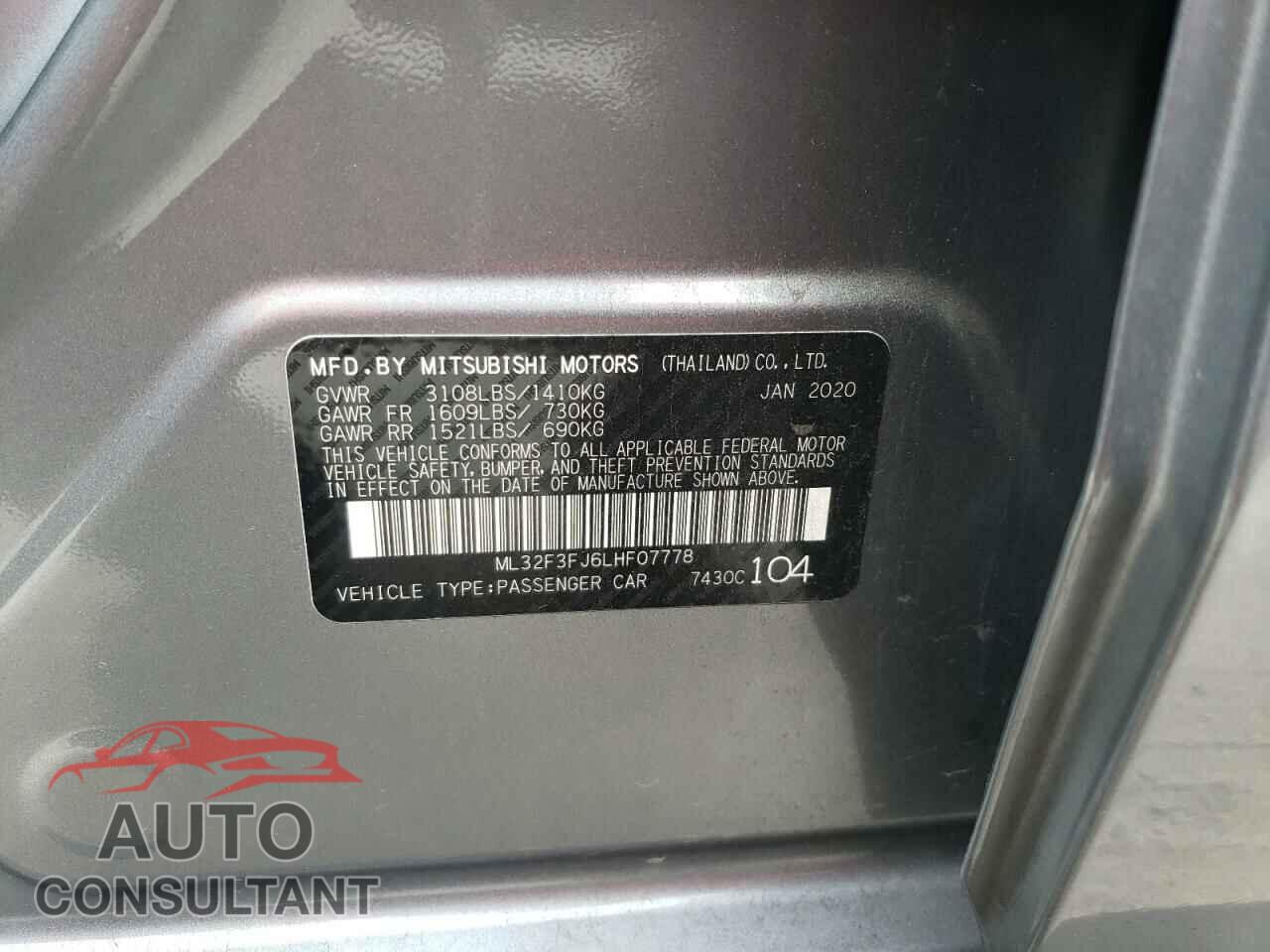 MITSUBISHI MIRAGE 2020 - ML32F3FJ6LHF07778