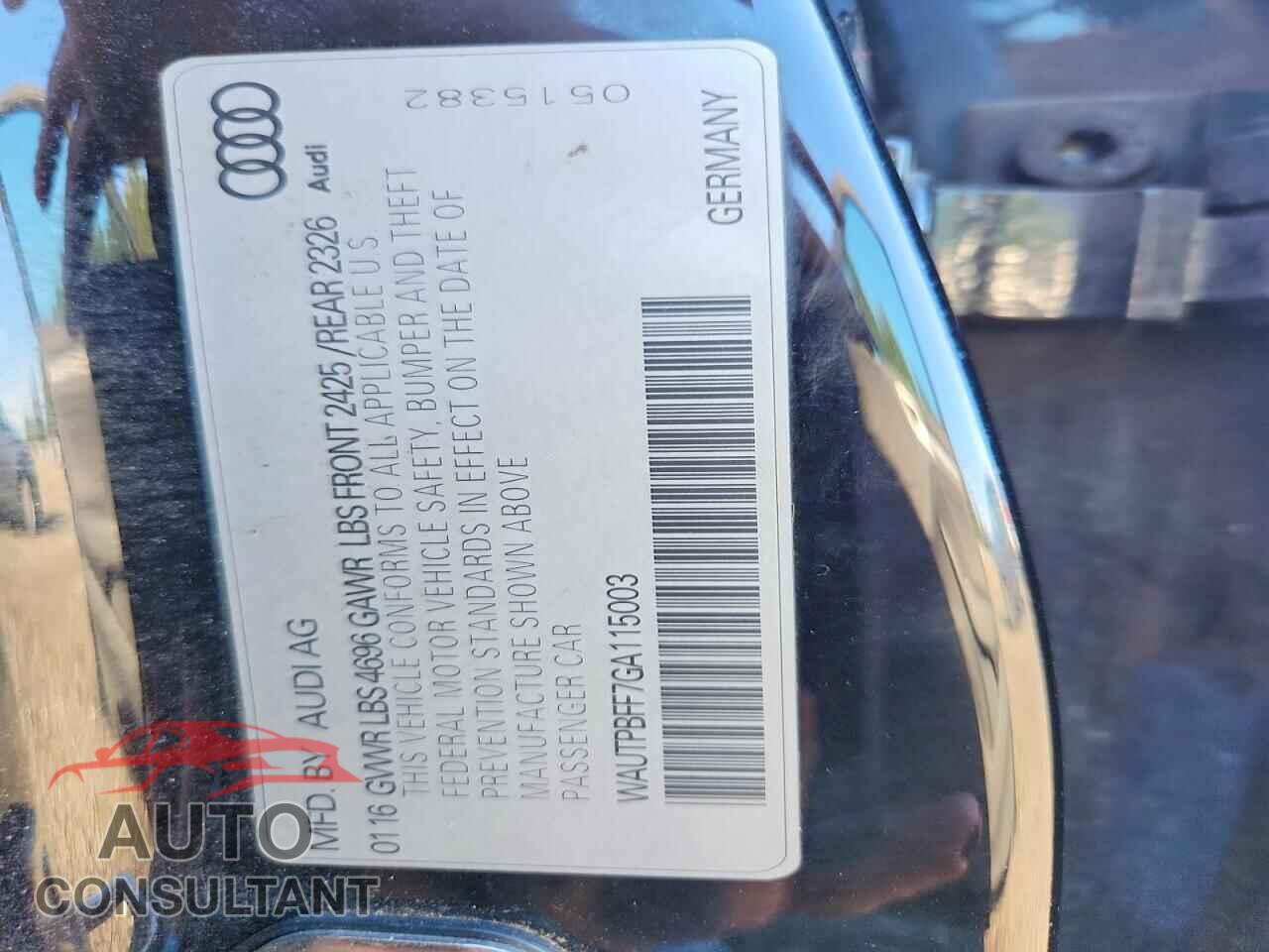 AUDI A3 2016 - WAUTPBFF7GA115003