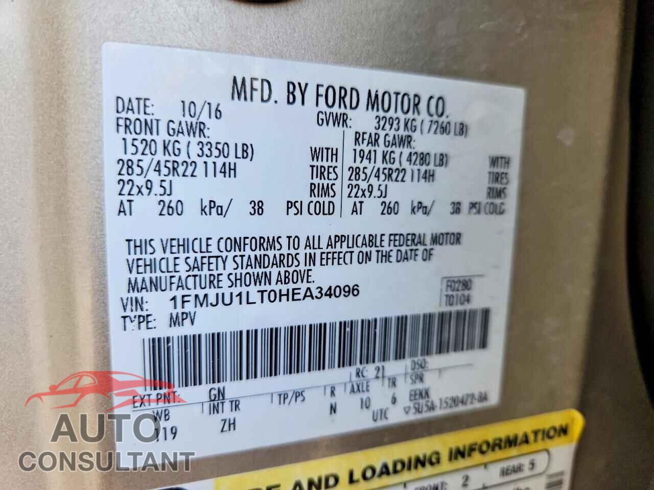 FORD EXPEDITION 2017 - 1FMJU1LT0HEA34096