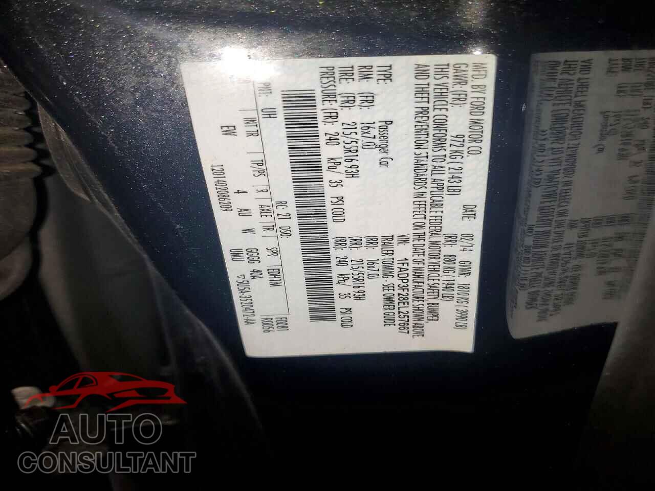 FORD FOCUS 2014 - 1FADP3F28EL257667