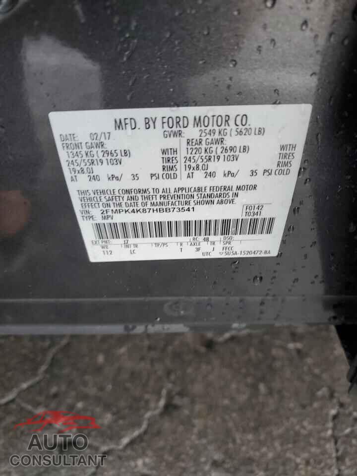 FORD EDGE 2017 - 2FMPK4K87HBB73541