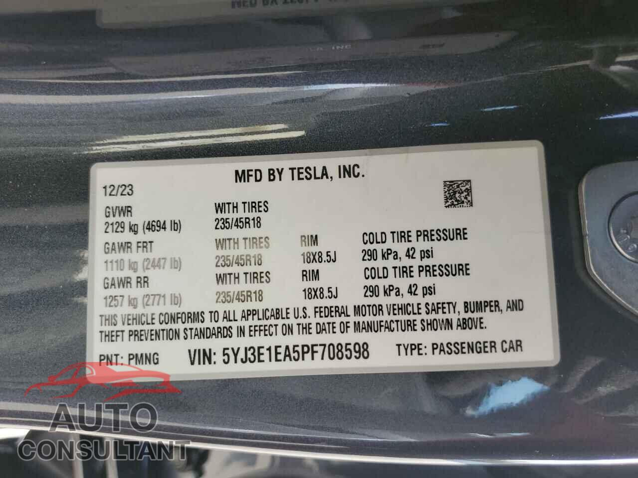 TESLA MODEL 3 2023 - 5YJ3E1EA5PF708598