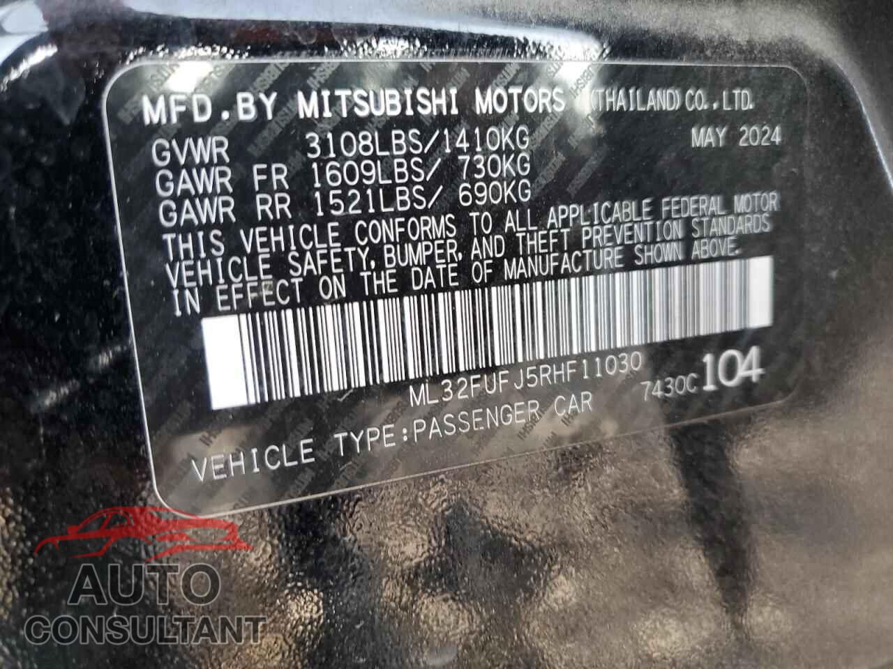 MITSUBISHI MIRAGE 2024 - ML32FUFJ5RHF11030