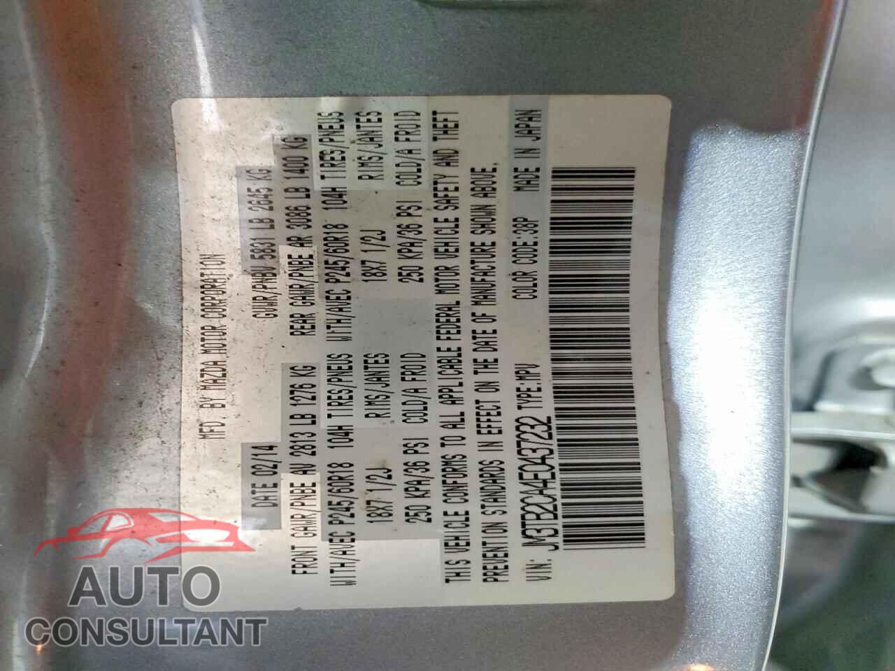 MAZDA CX-9 2014 - JM3TB2CA4E0437232
