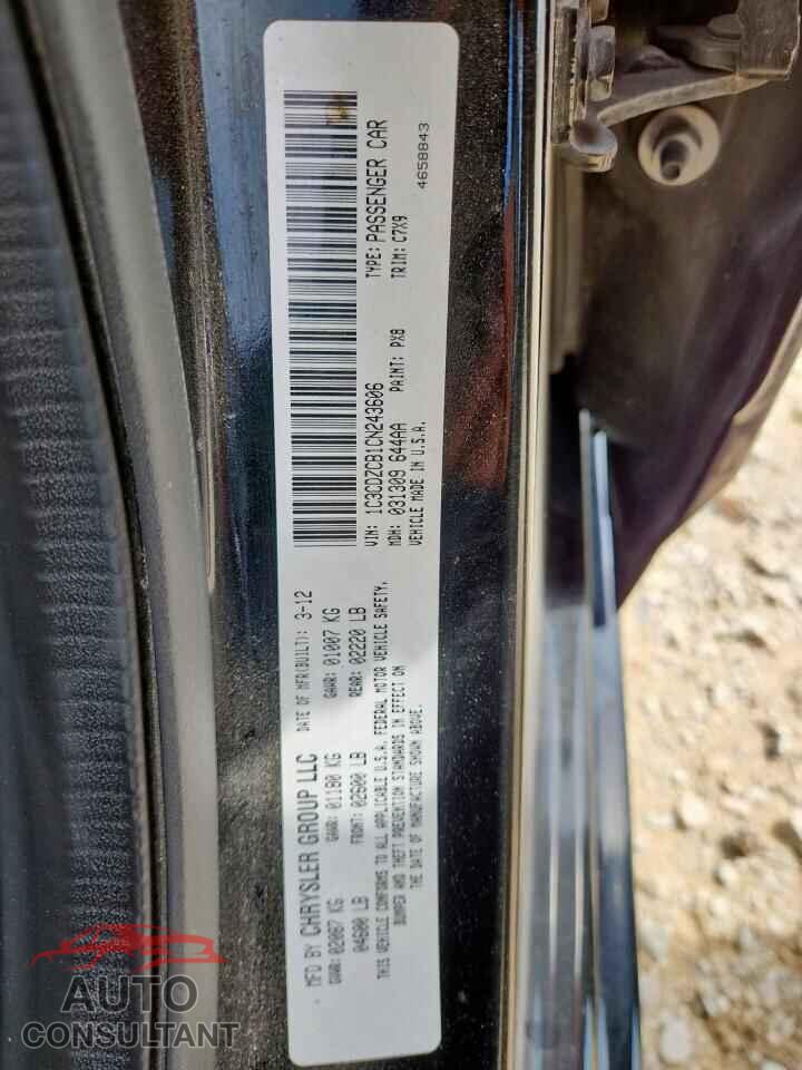 DODGE AVENGER 2012 - 1C3CDZCB1CN243606