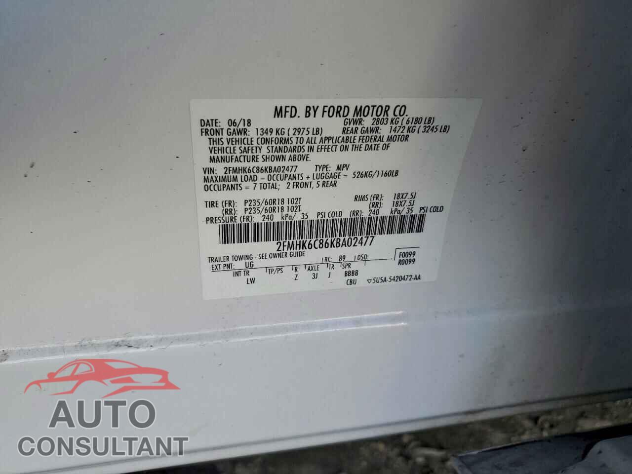 FORD FLEX 2019 - 2FMHK6C86KBA02477