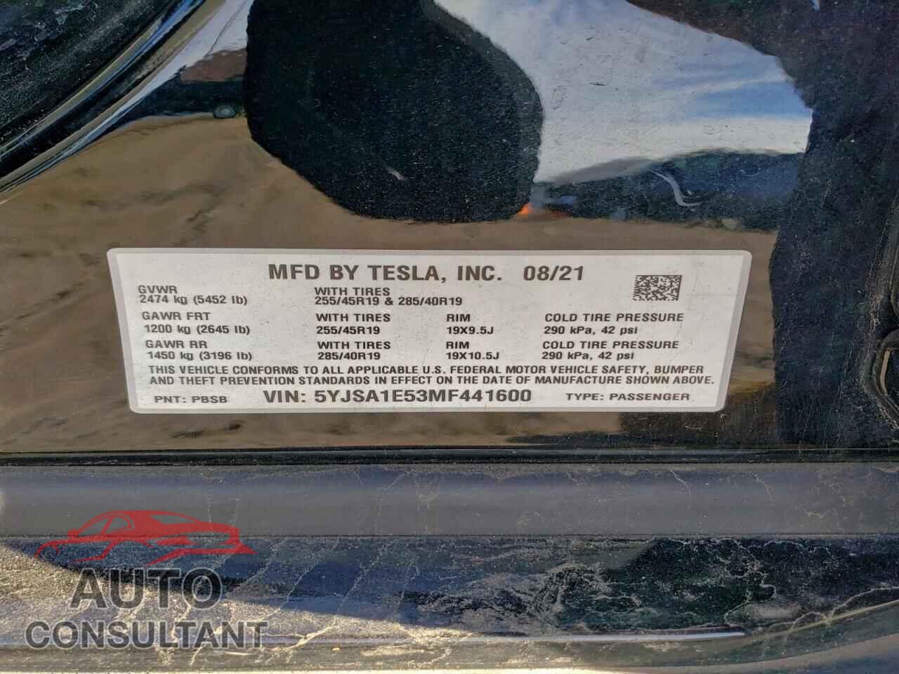 TESLA MODEL S 2021 - 5YJSA1E53MF441600