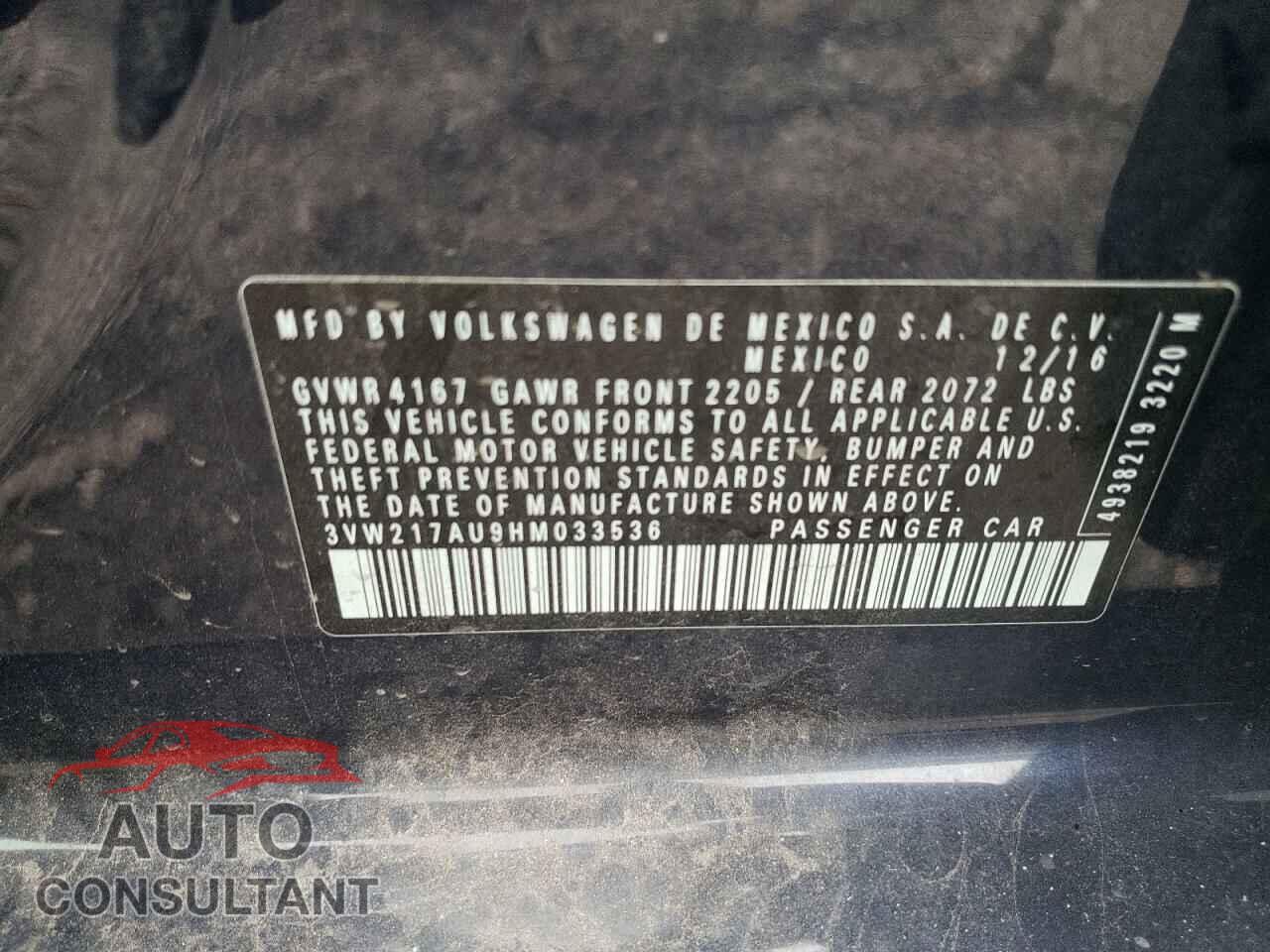 VOLKSWAGEN GOLF 2017 - 3VW217AU9HM033536