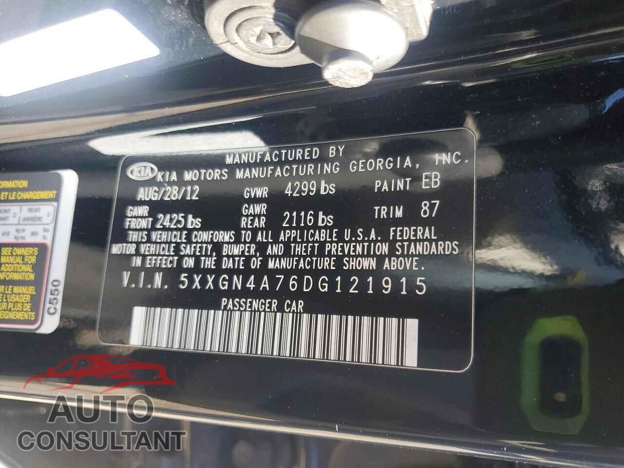 KIA OPTIMA 2013 - 5XXGN4A76DG121915