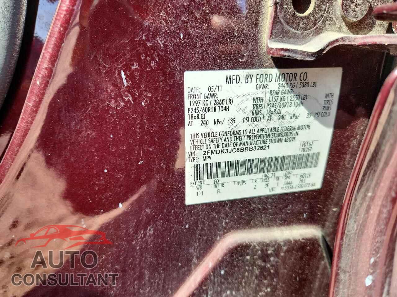 FORD EDGE 2011 - 2FMDK3JC6BBB32621
