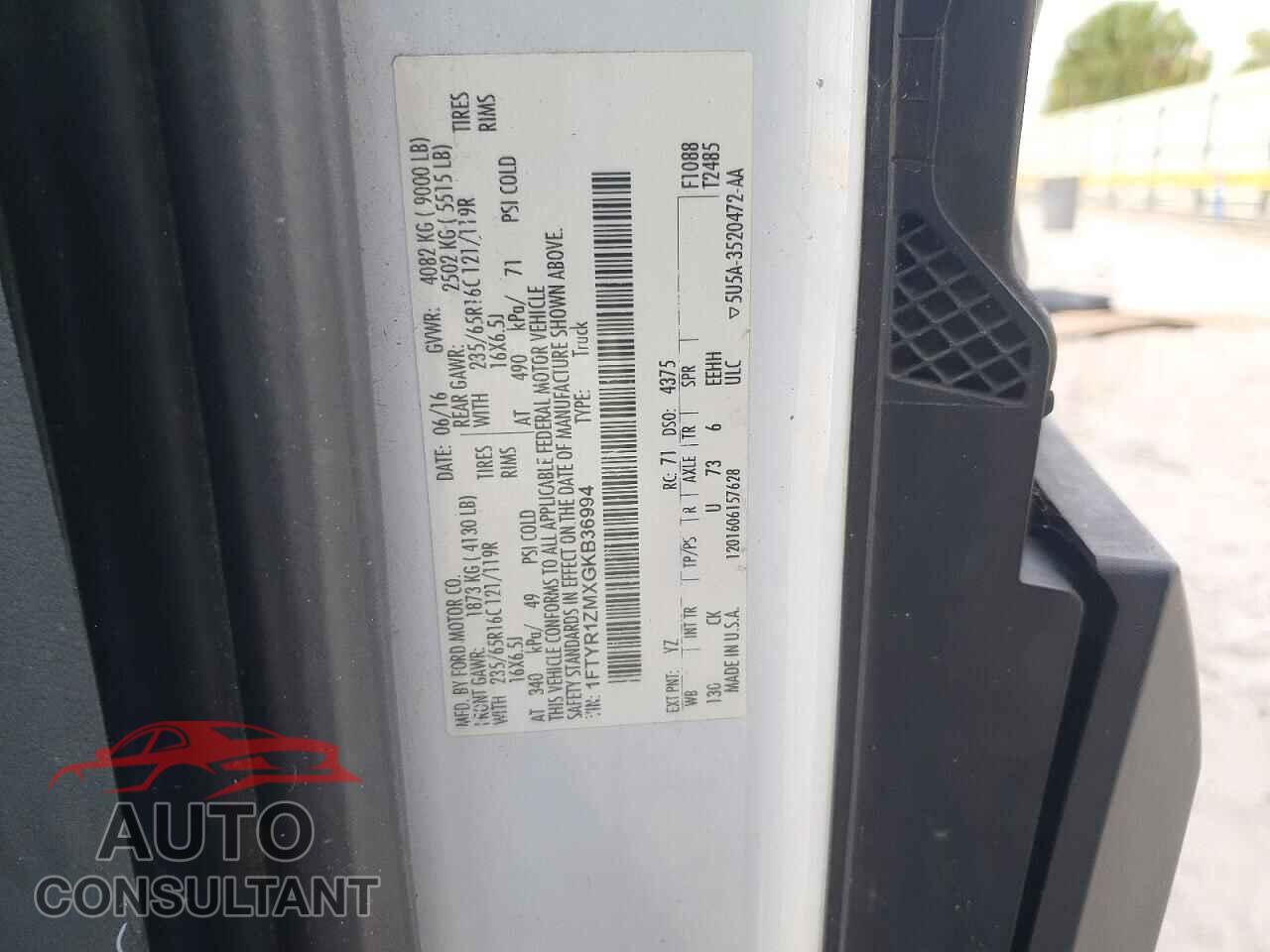 FORD TRANSIT 2016 - 1FTYR1ZMXGKB36994