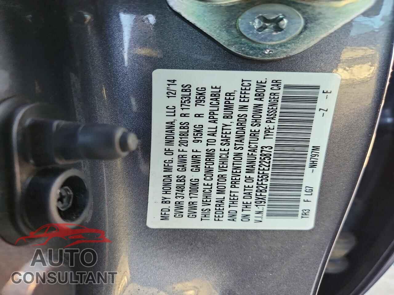 HONDA CIVIC 2015 - 19XFB2F55FE225873