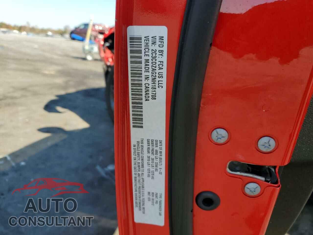 DODGE CHALLENGER 2022 - 2C3CDZAG2NH181708