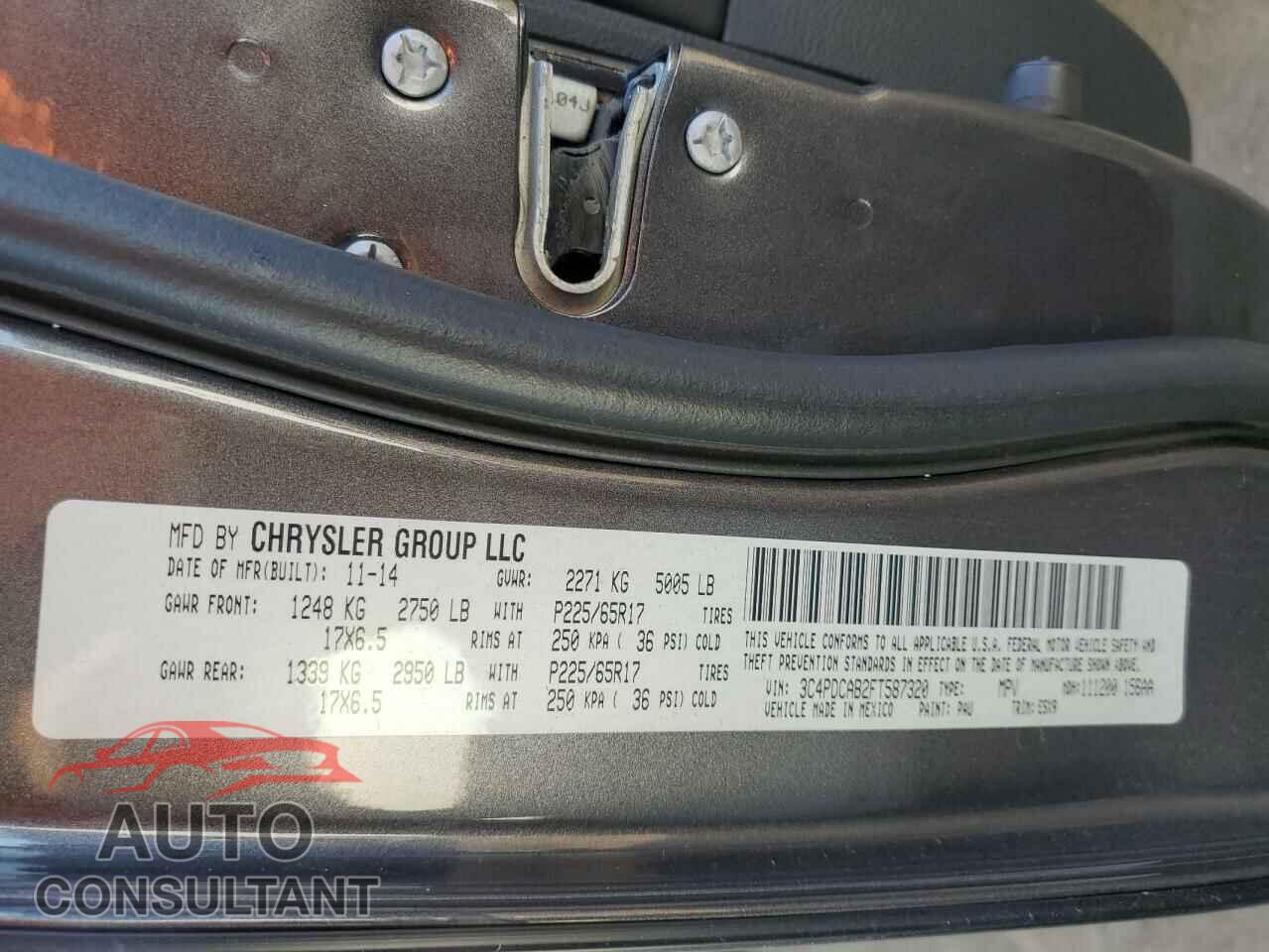 DODGE JOURNEY 2015 - 3C4PDCAB2FT587320