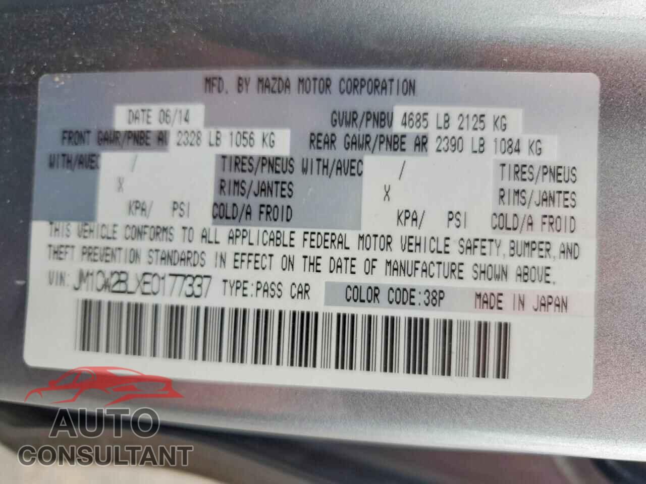 MAZDA 5 2014 - JM1CW2BLXE0177337