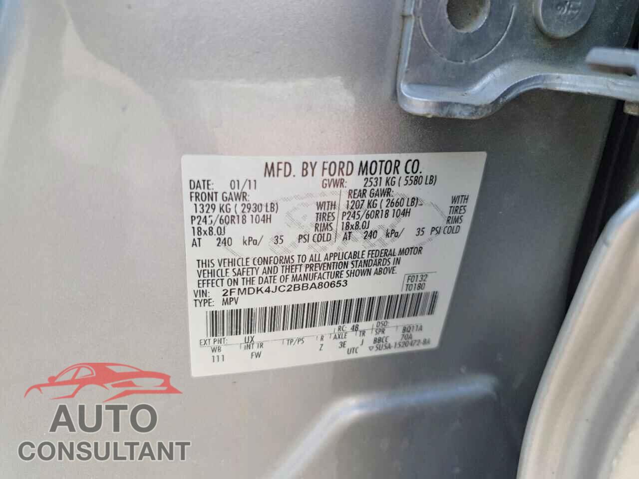 FORD EDGE 2011 - 2FMDK4JC2BBA80653