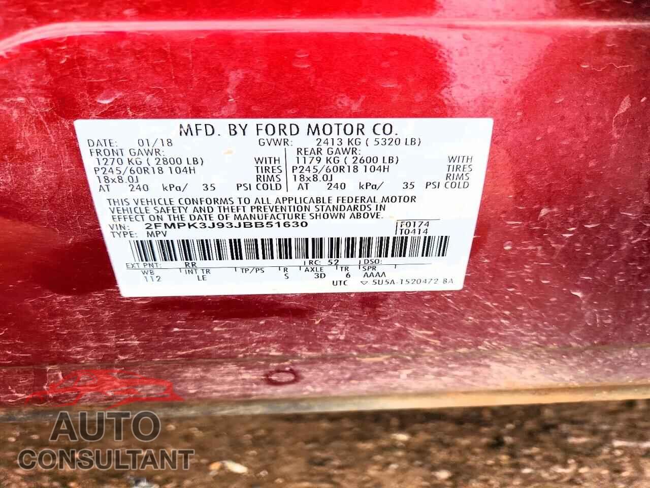 FORD EDGE 2018 - 2FMPK3J93JBB51630