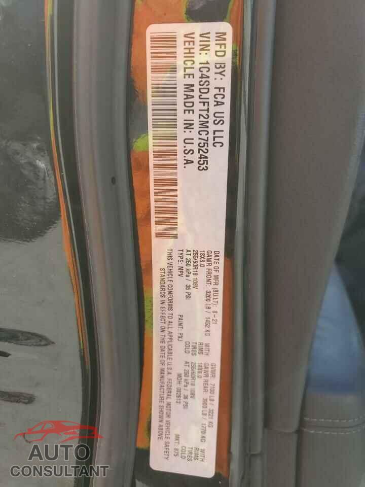 DODGE DURANGO 2021 - 1C4SDJFT2MC752453