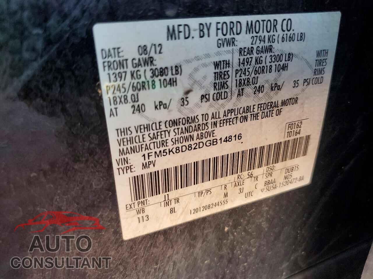 FORD EXPLORER 2013 - 1FM5K8D82DGB14816