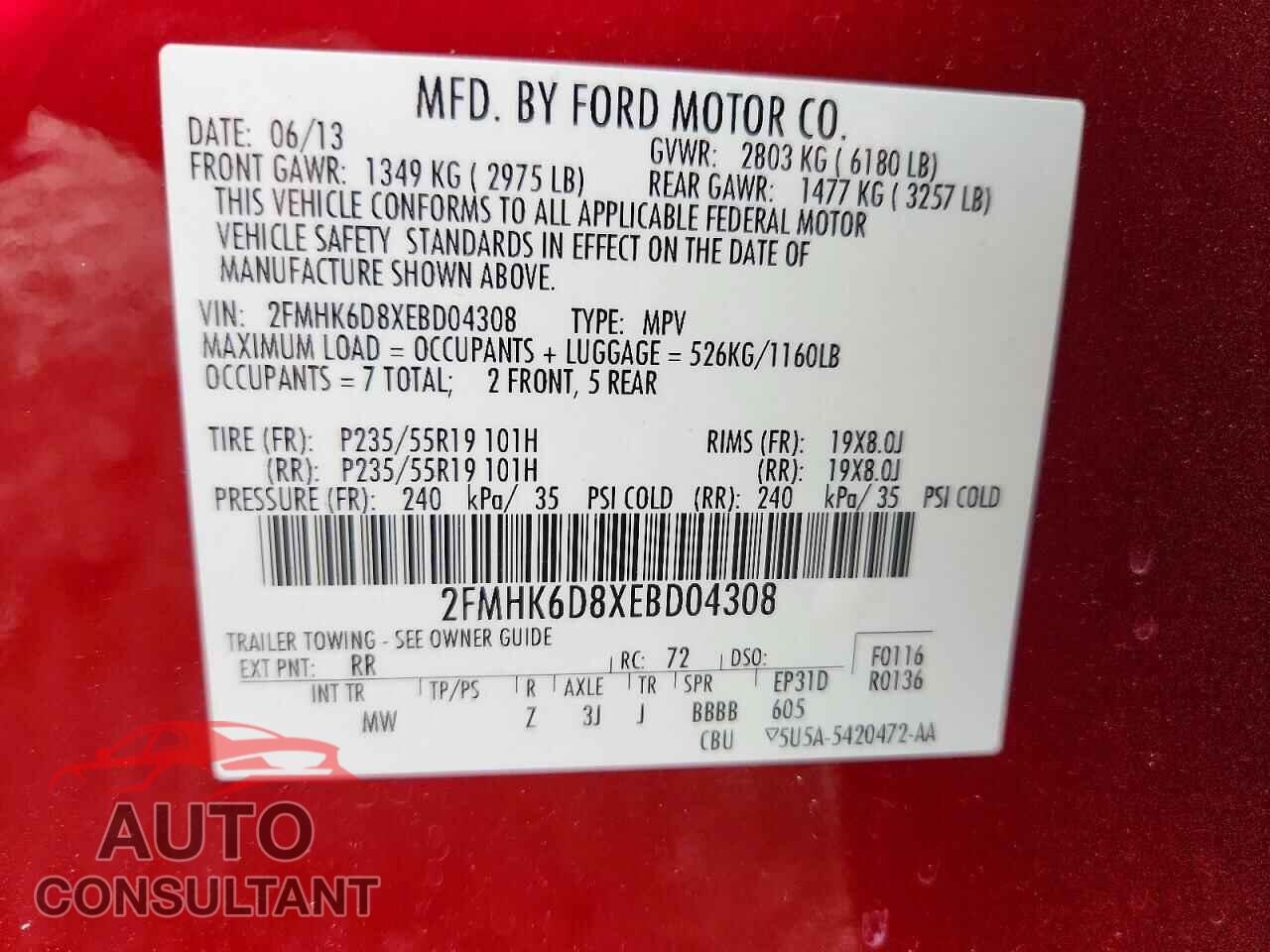 FORD FLEX 2014 - 2FMHK6D8XEBD04308
