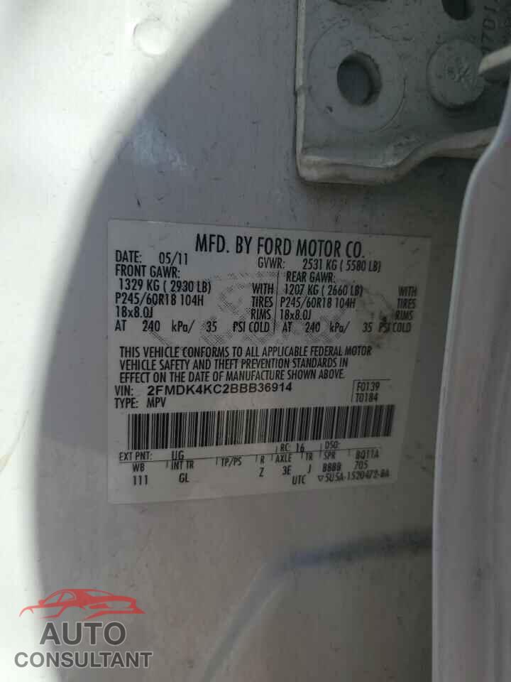 FORD EDGE 2011 - 2FMDK4KC2BBB36914