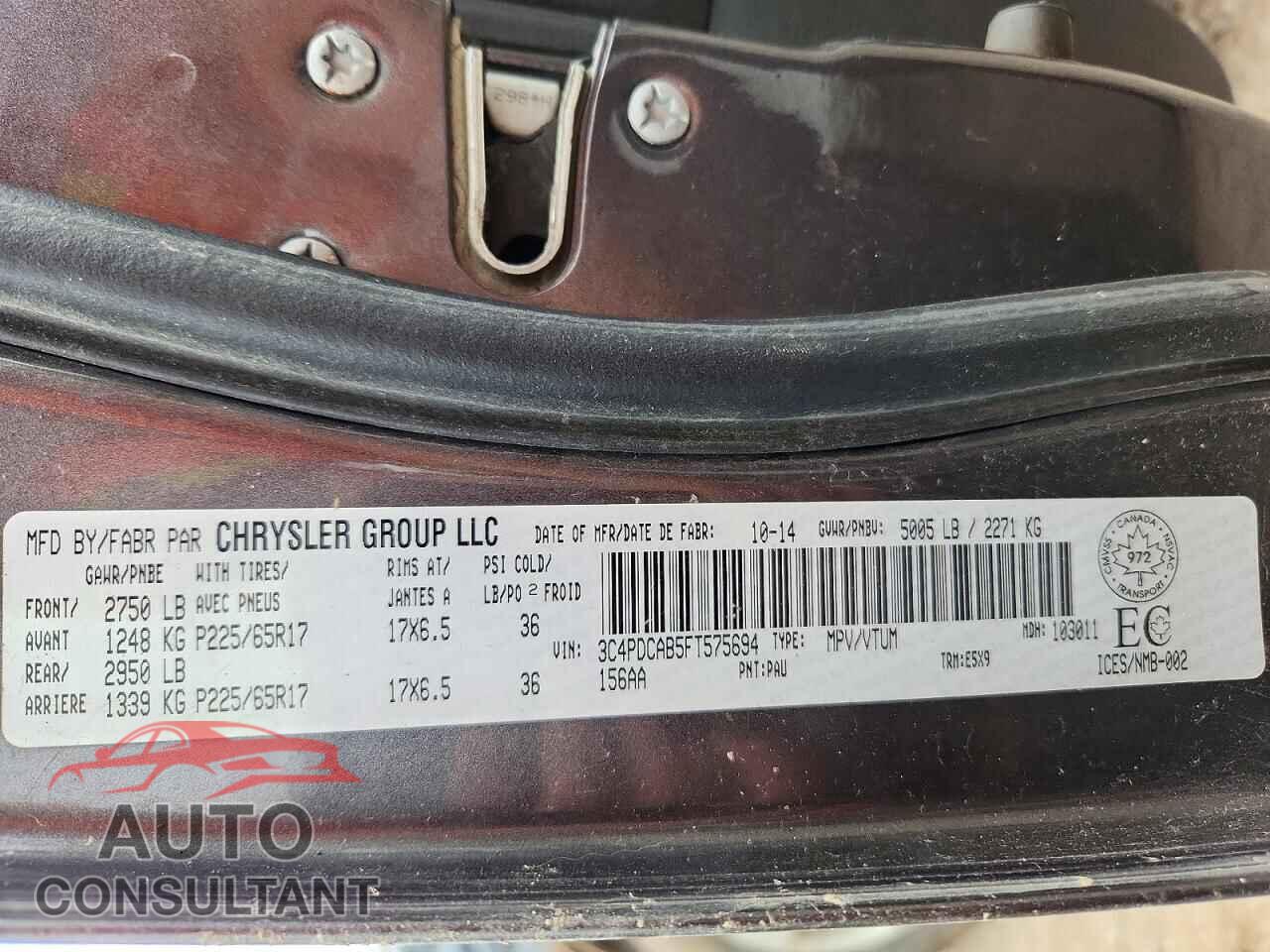 DODGE JOURNEY 2015 - 3C4PDCAB5FT575694