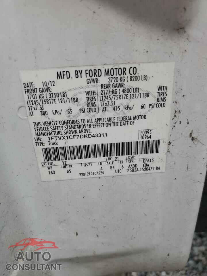 FORD F150 2013 - 1FTVX1CF7DKD43311