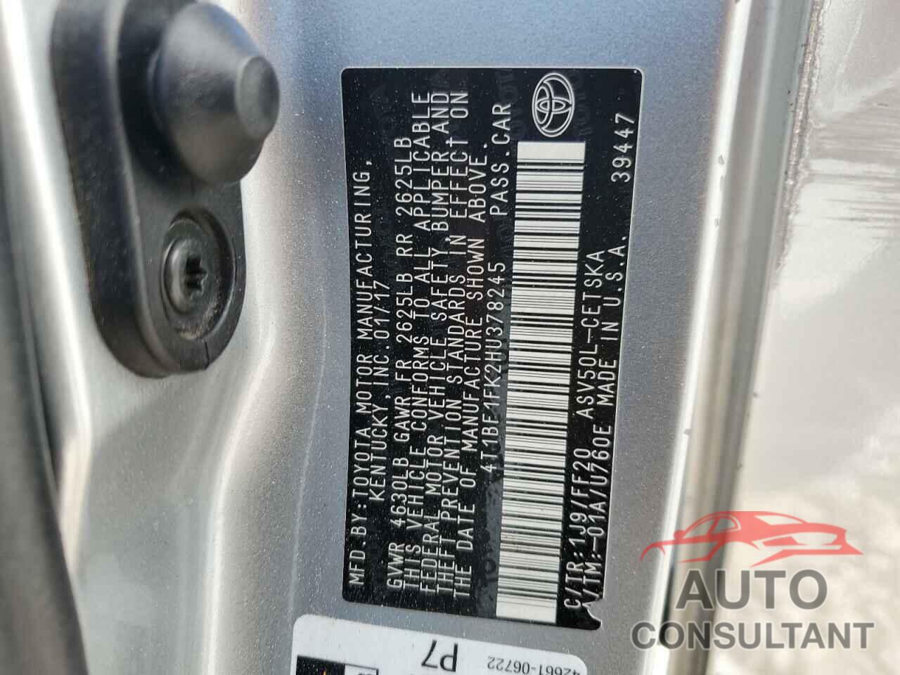 TOYOTA CAMRY 2017 - 4T1BF1FK2HU378245