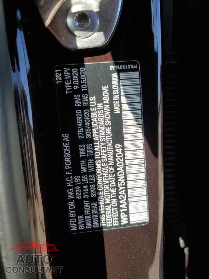 PORSCHE CAYENNE 2022 - WP1AA2AY5NDA02049