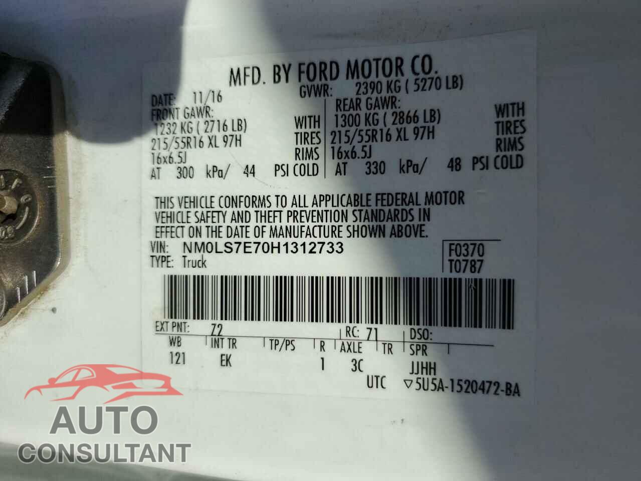 FORD TRANSIT 2017 - NM0LS7E70H1312733