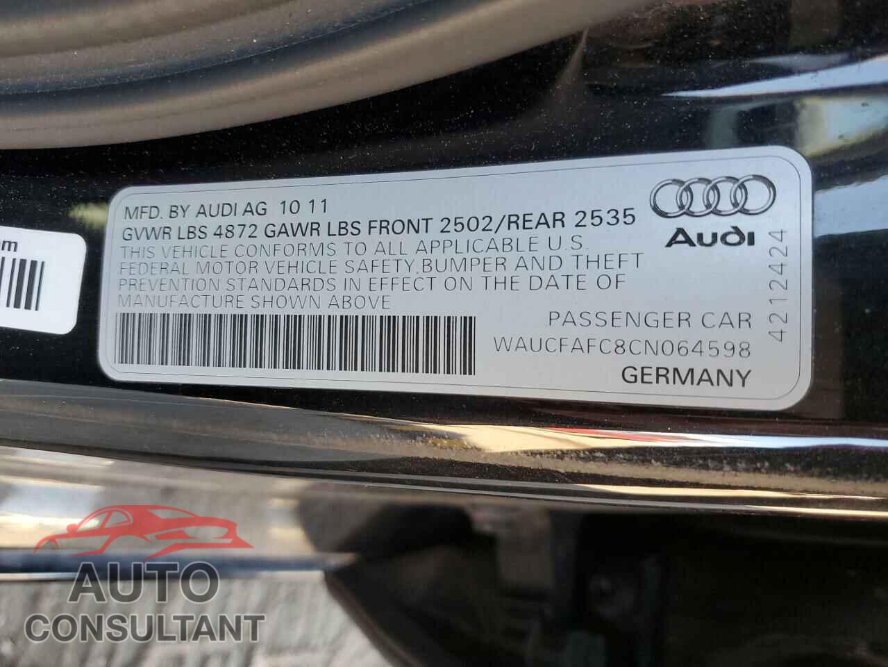 AUDI A6 2012 - WAUCFAFC8CN064598