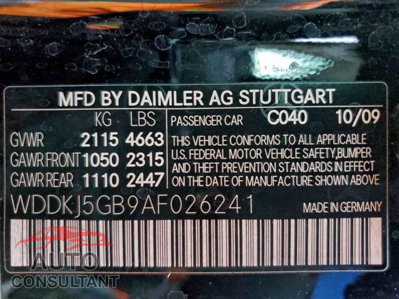 MERCEDES-BENZ E-CLASS 2010 - WDDKJ5GB9AF026241
