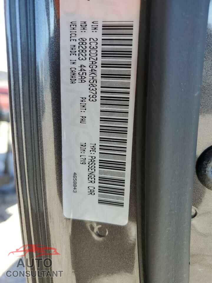 DODGE CHALLENGER 2019 - 2C3CDZAG4KH503793