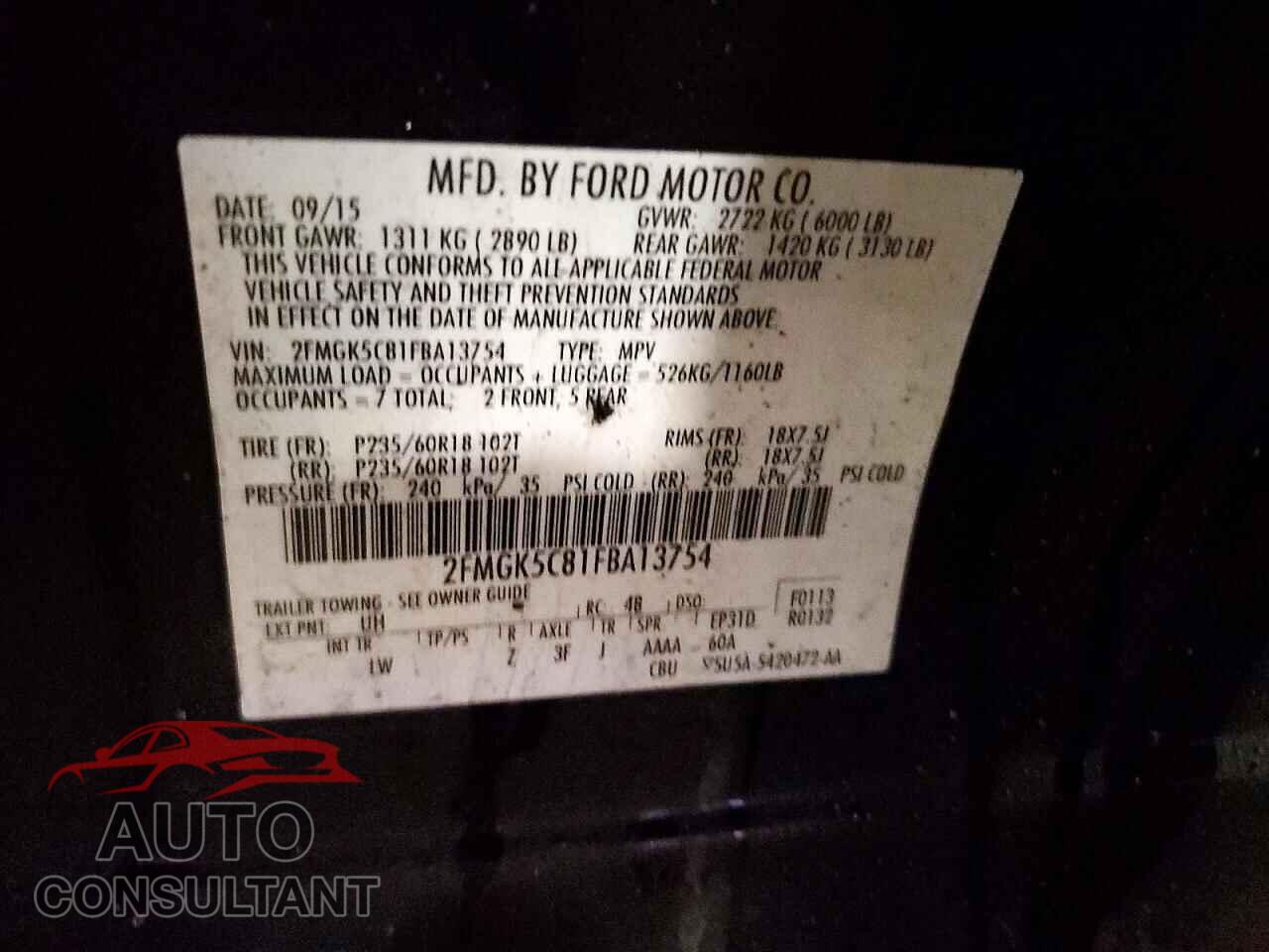 FORD FLEX 2015 - 2FMGK5C81FBA13754