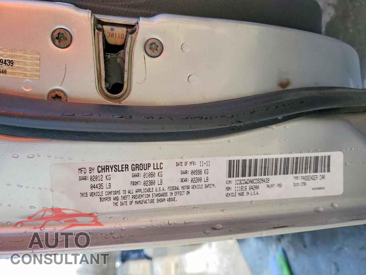 DODGE CALIBER 2012 - 1C3CDWDA0CD529439