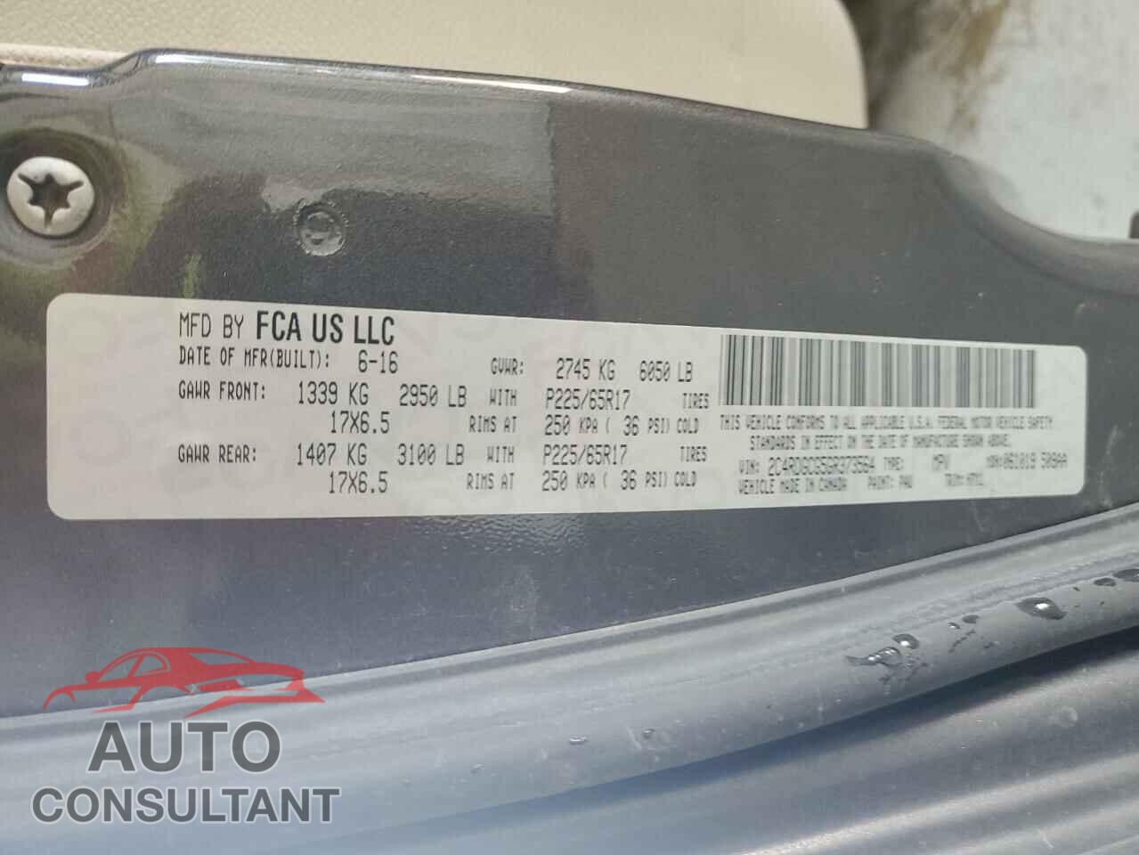 DODGE CARAVAN 2016 - 2C4RDGCG5GR373564