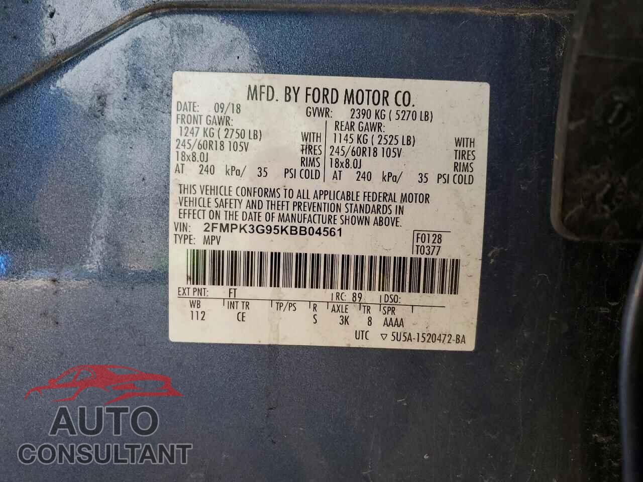 FORD EDGE 2019 - 2FMPK3G95KBB04561