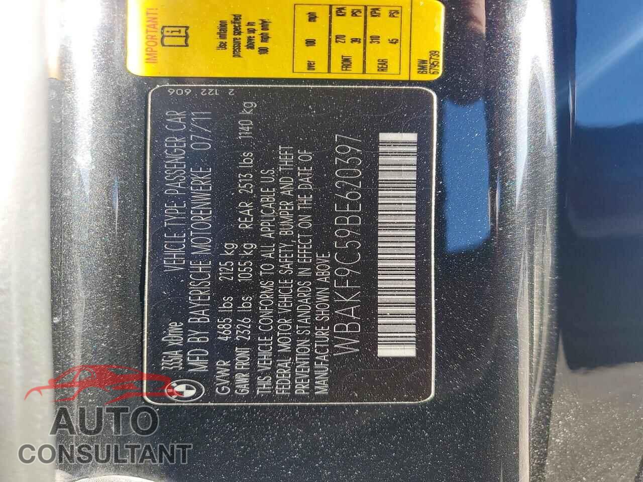 BMW 335 2011 - WBAKF9C59BE620397