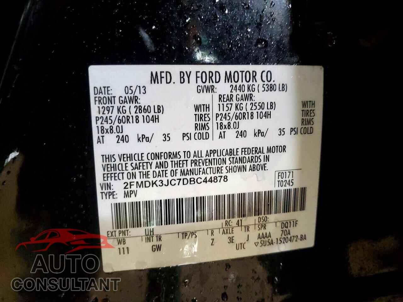 FORD EDGE 2013 - 2FMDK3JC7DBC44878