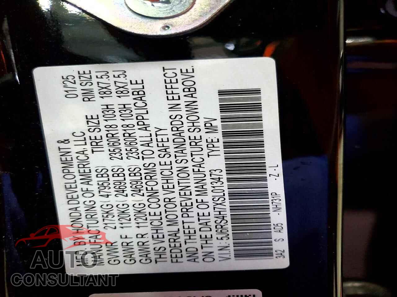 HONDA CRV 2025 - 5J6RS4H7XSL013473