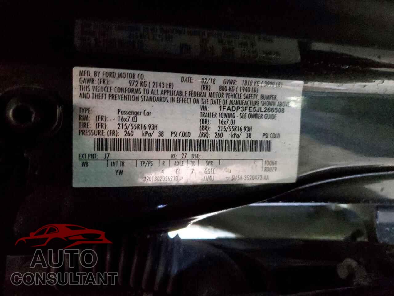 FORD FOCUS 2018 - 1FADP3FE5JL266508