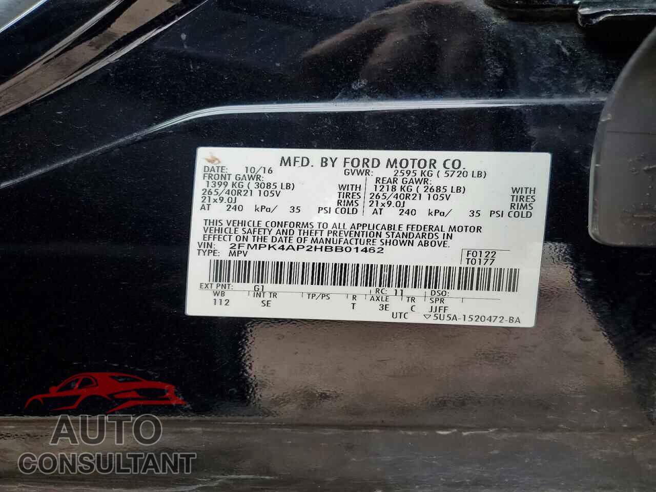 FORD EDGE 2017 - 2FMPK4AP2HBB01462